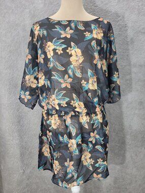 Lascana Tropical Print Sheer Swimsuit Cover-up Sz L (8/10) *NWT*